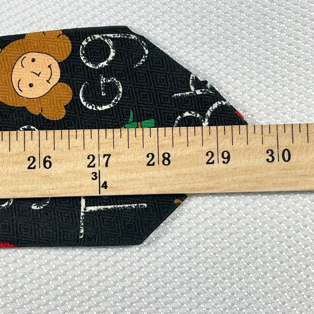Fratello Silk Mens Alphabet Teacher Novelty Tie Black‎ School Print VTG